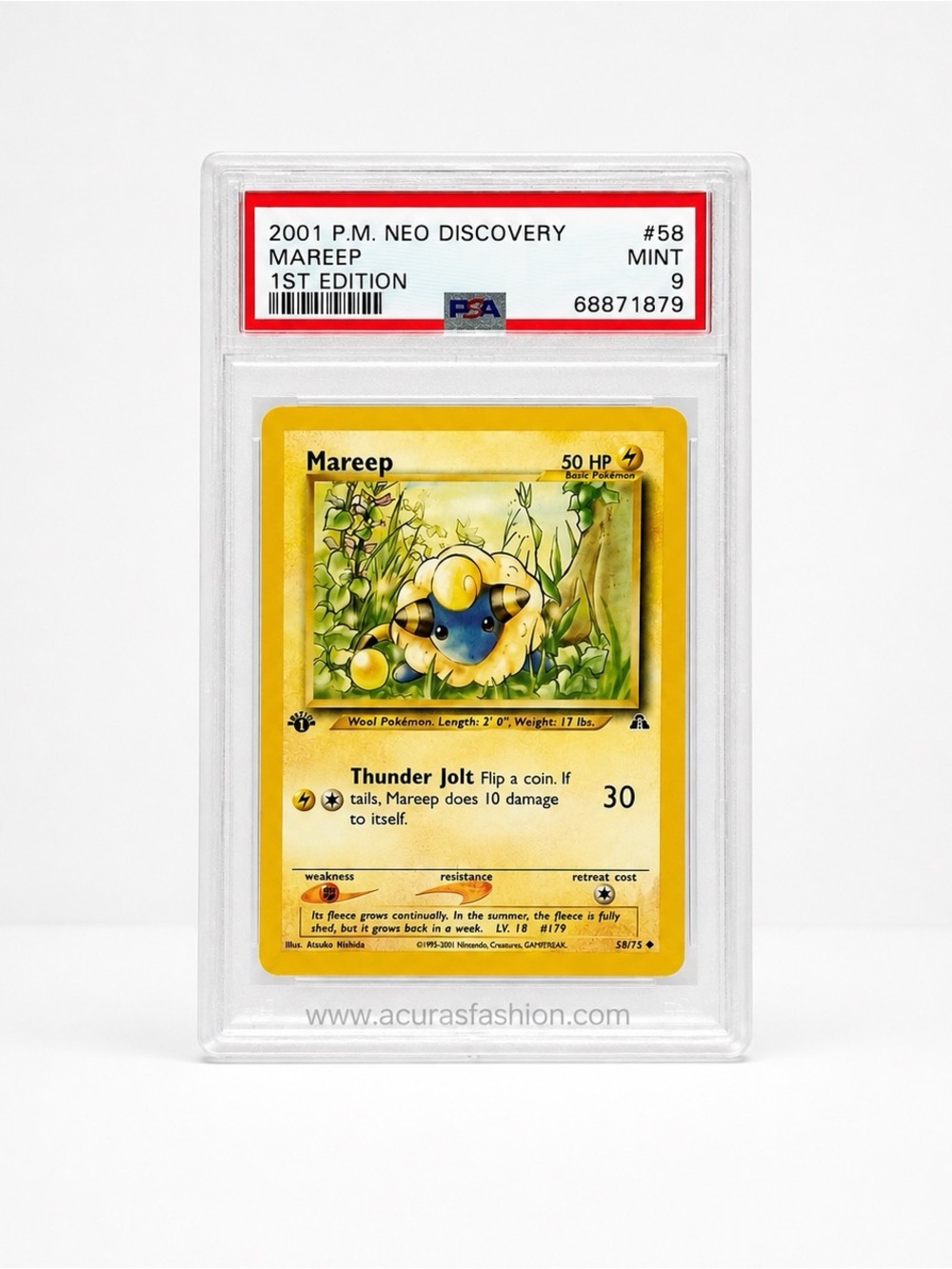 Mareep Neo Discovery 1st Edition Graded PSA 9- Yellow